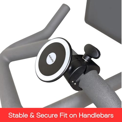 Maxby Magnetic Phone & Tablet Holder for Peloton Bike & Bike+ – Secure 360° Handlebar Mount for iPhone, Samsung & iPad – Tool-Free Install, Strong Magnetic Grip