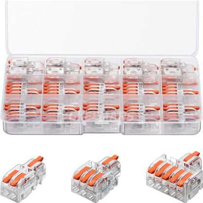 26Pcs Lever Wire connevtors,Compact Wire Splicing Connectors Kit 2, 3 and 5 Circuit Quick Connect Terminals 24-12 AWG (Clear) - color: Clear