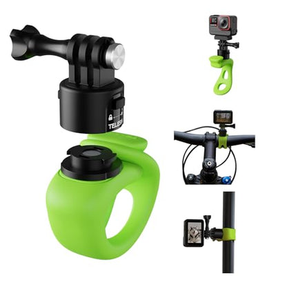 TELESIN S2 Camera 360 Flexible Mount Band Wrap Quick Release, Bike Motorcycle Handlebar Bar Tube Stick Pole Mounts Accessories for GoPro Hero 13 12 11 10 9 Insta360 X3 X4 DJI Action 5 Pro 4 Pocket 3 - color: Green