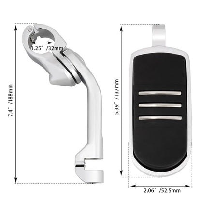 1.25" (32mm) Adjustable Highway Foot Pegs w/Long Extended Angled Mounts for Harley Davidson Touring Street Glide/Road Glide/Electra Glide/Road King Motorcycle w/1-1/4" Crash Bar,CHROME#1