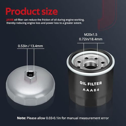 JAVIK Oil Filter 20mm & 65mm-10mm Wrench Tool Fit for Kawasaki KAF300 KAF400 KAF620 KAF622 KAT620 1991-2024,O.E.M#49065-7010 49065-2078