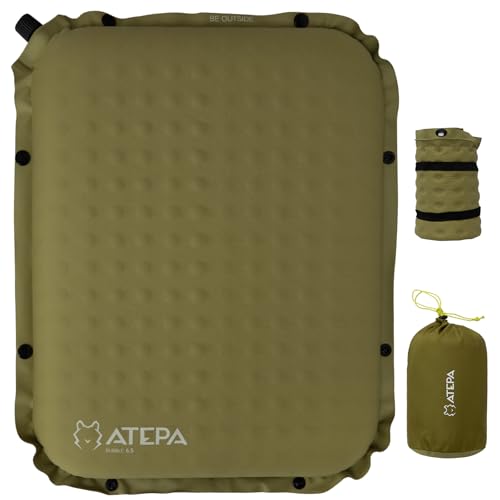 ATEPA Inflatable Seat Cushion, Compact Self-Inflating Seat Cushion for Stadium Airplane Air Travel Bleacher Camping, Blow Up Foam Seat Pad for Outdoor Sports Events Backpacking Hiking Sitting - color: XL Olive