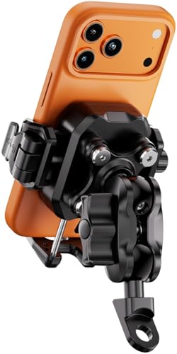 Kewig Motorcycle Phone Mount with Vibration Dampener [Anti-Theft] [Camera Friendly] Aluminum Alloy Rear-View Cellphone Holder for Motorcycle, Adjustable Size Fit 5.4-7.2" Smartphone