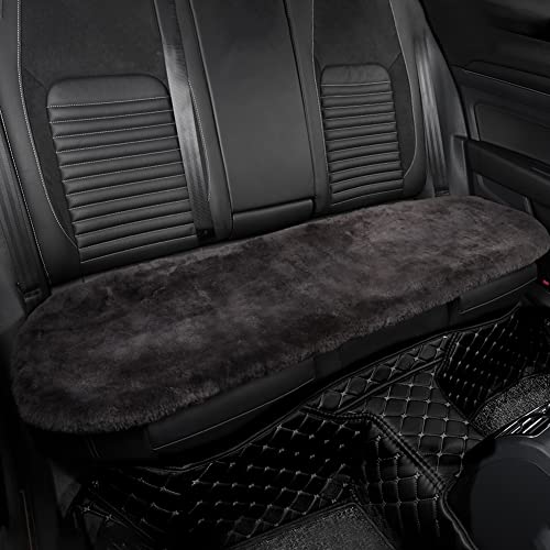 IRIWOOL Genuine Sheepskin Auto Seat Pad, Soft Wool Seat Cover Breathable and Sweat-Wicking Comfort Warm Universal Fit (Front seat Cushion 2pcs & Rear seat Cushion 1pc, Dark Grey) - color: Dark Grey, size: 3 Piece Set