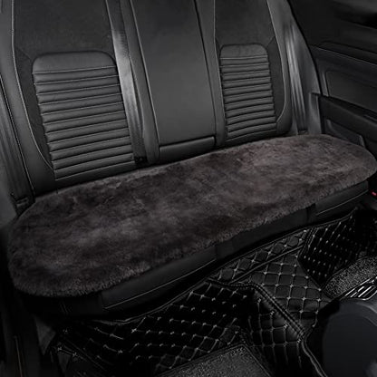 IRIWOOL Genuine Sheepskin Auto Seat Pad, Soft Wool Seat Cover Breathable and Sweat-Wicking Comfort Warm Universal Fit (Front seat Cushion 2pcs & Rear seat Cushion 1pc, Dark Grey) - color: Dark Grey, size: 3 Piece Set