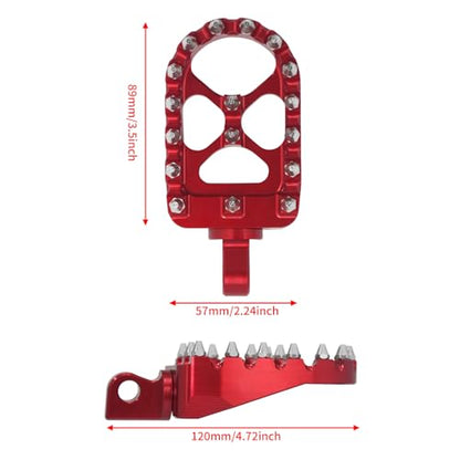 CNC MX Style Wide Foot Pegs with 360° Roating Compatible with Harley Dyna Softail Fatboy Sportster Iron 883 Chopper Bobber Models Red - color: Red with Cone Spikes
