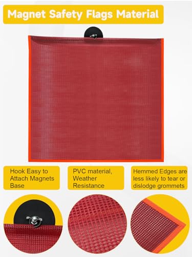 Magnetic Oversize Load Sign Kit, Magnetic Cargo Sign-2 Oversized Load Banner, 4 Red Flag Warning With Wire Loop-4 Red Safety Flags with Pole-4 Magnet Base for Hauling Oversize Loads on Trucks - color: Oversize Load Banner Kit