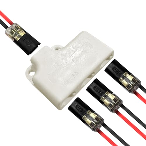 4pcs Double-Wire Plug-in Connector and 1 to 3 Splitter Kits - Including 4X Double-Wire Plug-in Connector and 1x Branch Connectors, with Wiring Terminals Suitable for Led Strip Lights - color: White-1 to 3 Splitter Kit