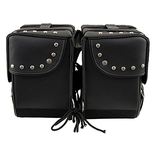 Milwaukee Leather Studded Throw-Over Motorcycle Saddlebags – Synthetic Leather – Universal Fit – Zip-Off - Large - color: SH645ZB-BLACK, size: Large