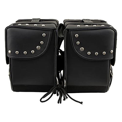 Milwaukee Leather Studded Throw-Over Motorcycle Saddlebags – Synthetic Leather – Universal Fit – Zip-Off - Large - color: SH645ZB-BLACK, size: Large