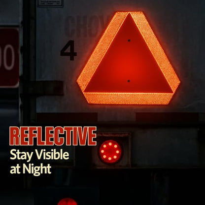 Ignixia Slow Moving Vehicle Sign, Rust free Aluminium Slow Moving Vehicle Triangle signs, 14”x 16” Inches Orange base with Reflective border, SMV Sign for Golf Cart, UTV, safety signs (Aluminum 02Pcs)