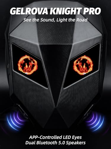 Gelrova Speaker Cycling Backpack - LED Bicycle Backpack With Speakers, Expandable Helmet Storage for Scooter Bike, 15-16" Laptop Compartment, Knight Pro 19inch, Battery not included