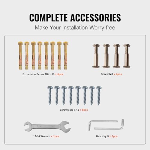 VEVOR 4-Step Handrail Fits 1 or 4 Steps Matte Black Stair Rail Wrought Iron Handrail with Installation Kit Hand Rails for Outdoor Steps - size: Black 3-4 Step, style: Style1 - Curved
