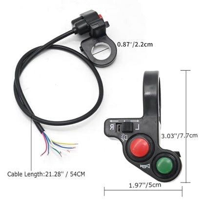 Universal 7/8'' 22mm Motorcycle Handlebar Switch with Turn Signal Headlight Horn Function Compatible for Pit Dirt Bike Scooter ATV