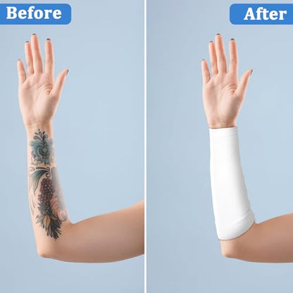 Vicenpal 2 Pairs Tattoo Cover up Sleeve Forearm Arm Sleeves for Women Men Compression Tattoo Upper Arm Cover(White) - color: White
