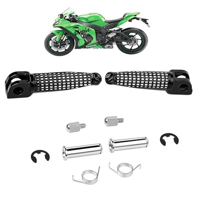 Kawasaki Motorcycle Footpeg Front Foot Pegs Footrest for Kawasaki Ninja ZX-10R ZX-14 ZX6R ZX9R ZX12R ZX636 EX650 650R KLE650 Z1000SX ZZR1200 GTR1400 ZZR1400 - color: Black#Front