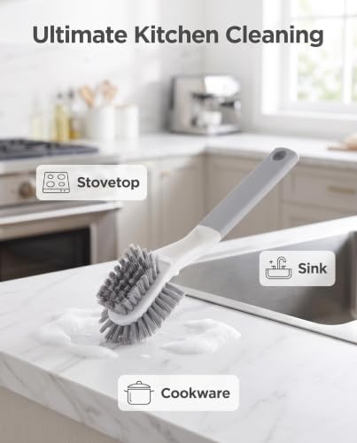 3 Pack Cleaning Brush Set, Multi-Purpose Scrub Brushes | Ergonomic Long Handles, Shoe Brush, Laundry Brush & Hand Scrubber, For Bathroom, Kitchen, Sink, Tub, Tile, Grout，Car