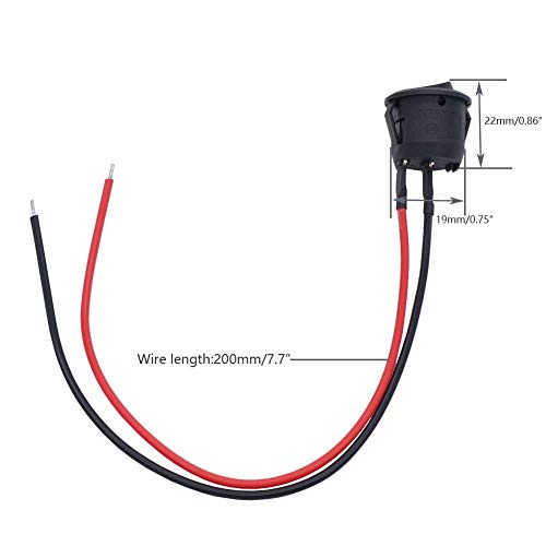 Twidec/10Pcs 12V Round Rocker Switch AC 6A/250V 10A/125V SPST 2 Pin 2 Position On/Off Toggle Switch for Car Boat Automotive RV Black with Pre-soldered Wires KCD1-X-Y - color: Black-Round-ON OFF(O I)-10PCS