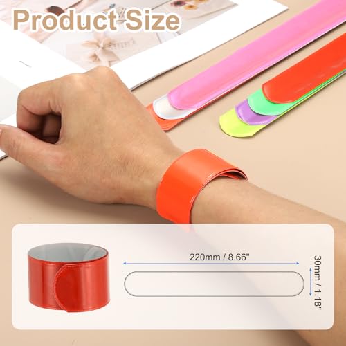 PATIKIL 22cm/8.7in Reflective Bands, 12pcs Reflective Arm Bands Straps Wrist Reflective Running Gear Safety Reflective Straps Bracelets High Visibility for Night Walking Bicycle - color: Red
