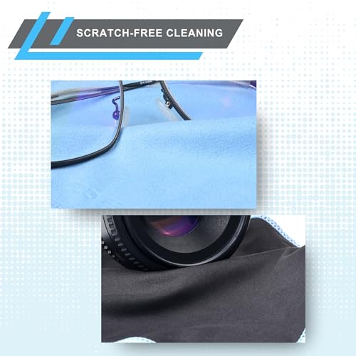 Eco-Fused Microfiber Cleaning Cloths - 5 Pack - Double-Sided Cleaning Cloths - Microfiber and Suede Cloth for Smartphones, LCD TV, Tablets, Laptop Screens, Camera Lenses (Blue & Grey - 5 Pack) - color: Blue & Grey