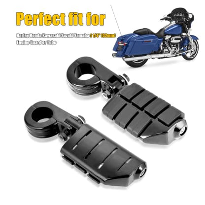 1.25" Motorcycle Highway Footpegs, Adjustable Footrest Pegs Mounting P-Clamps Compatible with Harley Sportster Touring Softail Dyna Honda Kawasaki Suzuki Yamaha 1-1/4" Engine Guard - color: Black Style 7