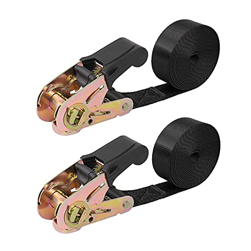 Endless Ratchet Tie Down Straps Heavy Duty Cargo Tie Downs, Sturdy Nylon Black Strap Down Ratcheting Securing Straps, Track Spring Fittings, Tie-Down Motorcycles, Trailer Loads, Kayak - size: 1"x8'-2pcs black