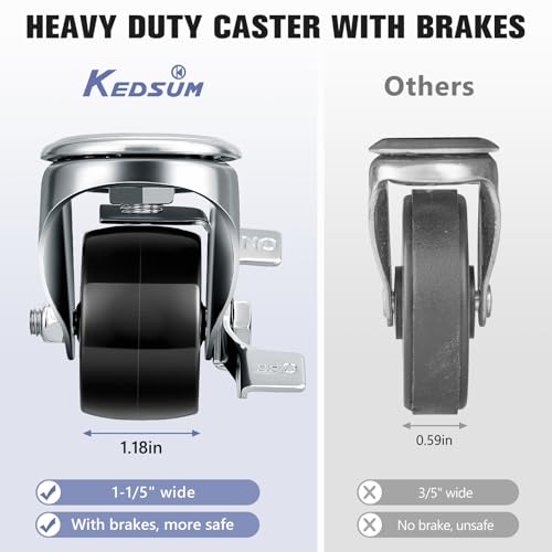 KEDSUM Heavy Duty Snowmobile Dolly Up to 1700LBS, Carbon Steel Snowmobile Moving Dolly Set with Upgraded Widen Casters, 2.5" Swivel Wheels with Brakes, Straps with Buckle Firmly Attaching on Skis - size: Standard Wheels