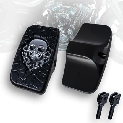 Rear Passenger Footpeg Passenger Peg Floorboard Footboard for Harley (18-later Softail, MetalSkull-Black) - size: MetalSkull-Black