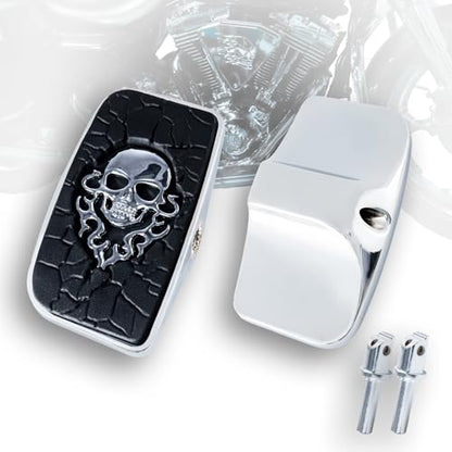 Rear Passenger Footpeg Passenger Peg Floorboard Footboard for Harley Dyna Electra Glide Road Electra RoadKing Fat boy Sportster 883 1200 Sportsters Dynas Softails V-Rod(MetalSkull-Chrome) - size: MetalSkull-Chrome