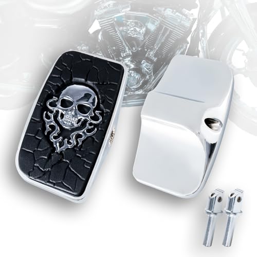Rear Passenger Footpeg Passenger Peg Floorboard Footboard for Harley Dyna Electra Glide Road Electra RoadKing Fat boy Sportster 883 1200 Sportsters Dynas Softails V-Rod(MetalSkull-Chrome) - size: MetalSkull-Chrome
