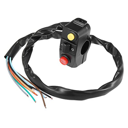 Motoforti DC 12V 7/8" 22mm Motorcycle Handlebar Switch Assembly with Horn Indicator High Low Beam Light