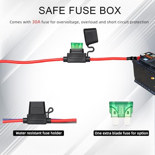 Electric Fuel Pump Relay Kit 12V Relay Bypass Switch Kit Fuel Pump Relay Wiring Harness Kit 60 Amp Waterproof Relay Kit Fit 12V System Heavy Duty Long Wires Universal Fit - color: Electric Fuel Pump Relay Kit