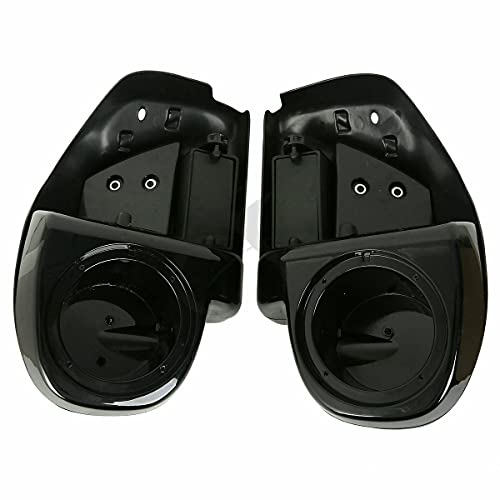 TCMT Highway Engine Guard Crash Bar Lower Vented Leg Fairing with 6.5" Speaker Pod Fit For Harley Touring 2014-2024 Road King Road Glide Street Glide Electra Glide - color: Black Crash Bar, Standard Leg, size: Style C Lower Vented Leg