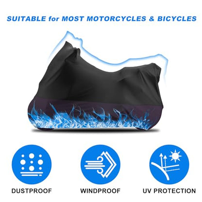 Erato Indoor Motorcycle Cover Stretch Elastic Dustproof Covers Fit for Motorbikes with Drawstring Storage Bags, 116 inches - size: 3XL(116")