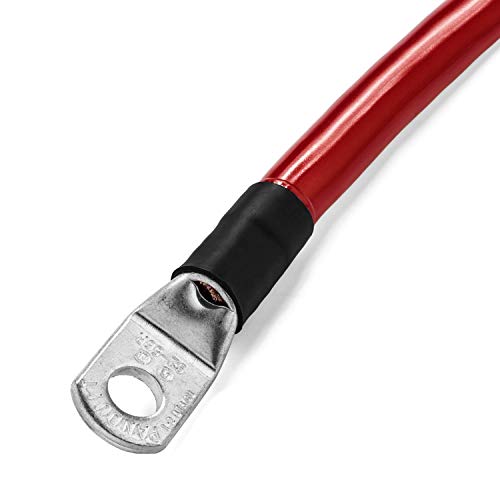 Spartan Power Red 6 Foot 2/0 AWG Battery Cable, Positive Only 5/16" M8 Made in USA - color: 2/0 AWG-RED-5/16", size: 6-FT