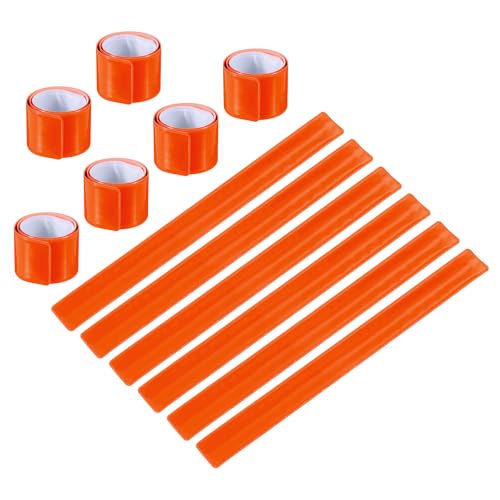 PATIKIL Reflective Slap Bands, Reflector Band Snap Bracelet Armbands High Visibility Safety Reflectors Wrist Strap Strips for Night Jogging Cycling Hiking - color: Orange
