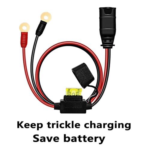 2 Pack M6 (1/4in) Eyelet Battery Charger Harness with 20A Fuse and 2 Spare Fuses, Compatible with GC002 X-Connect Style, 16AWG Quick Disconnect Cable for 12V Batterie
