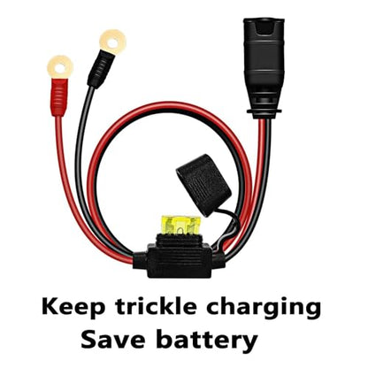 2 Pack M6 (1/4in) Eyelet Battery Charger Harness with 20A Fuse and 2 Spare Fuses, Compatible with GC002 X-Connect Style, 16AWG Quick Disconnect Cable for 12V Batterie