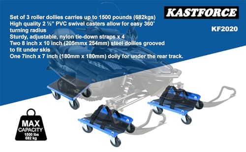 Snowmobile Dollies Full-Rubber-Pad-Protection Heavy Duty Dollies Carries up to 1500 lbs (682 kg) V-Slide with 2.5 Inch Swivel Casters 2 Pairs of Heavy Duty Straps KF2020