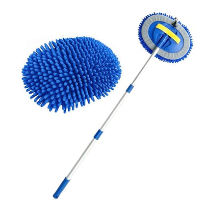41" Car Wash Brush Kit Mitt Mop Sponge, Car Washing Mop with Scalable Long Handle, Chenille Microfiber Car Cleaning Brush Kit, Supplies Kit Car Care Kit of Scratch-Free for Car RV Truck Boat
