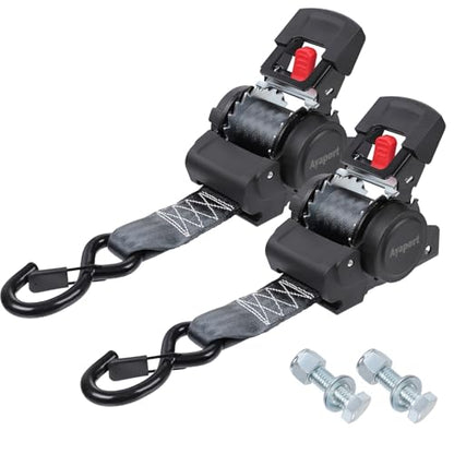 Ayaport Retractable Ratchet Straps 2 inch x 6ft, 2PK Bolt-on Tie Down Straps to Trailer - 3300lbs Break Strength, Transom Tie Downs for Boat, Motorcycles, Jet Ski - size: 2in x 6ft-2pcs