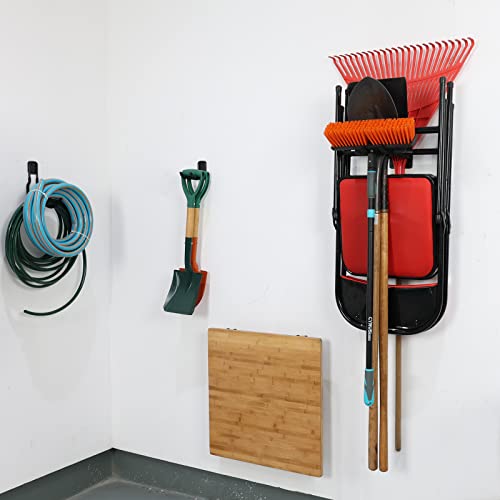 Heavy Duty Garage Tires Hooks Wall Mounted Hanger Tool Organizer Rack Hardware Steel Metal Multi-Tools Storage Utility Hooks with Screws and Anchors(4, Black) - size: 4 Pack
