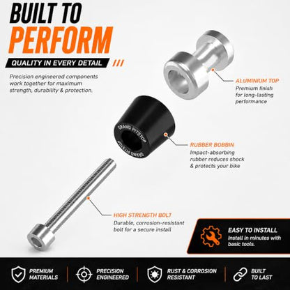 Grand Pitstop 6MM Motorcycle Swingarm Spools – M6 CNC Aluminum Paddock Stand Bobbins, Rear Wheel Lift Sliders, Black & Silver, Fits Yamaha YZF R1 R3 R6 FZ1 FZ6 MT09 MT10 - size: 6MM