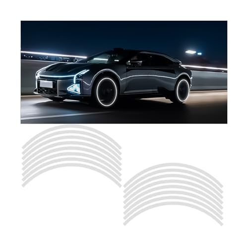 Zpana 16PCS Car Wheel Rim Reflective Stickers, Anti-Scratch Vehicle Night Safety Warning Rim Decals, Auto Tire Hub Eyebrow Tape Stripe Decorative Sticker, Universal for SUV Sedan Truck (Silver/White) - color: Silver/White