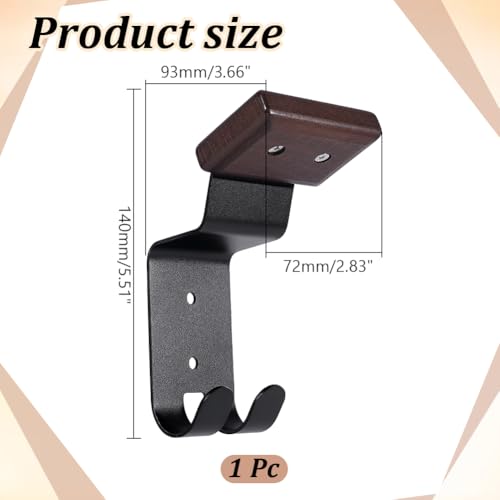 WADORN Black Motorcycle Helmet Holder Helmet Wall Mount Gear Rack Wooden Mounted Stand 5.5x2.8x3.6'' for Home Garage Use Sports Equipment Football Bike Skiing Gear Key Storage Display - size: 14x7.2x9.3cm
