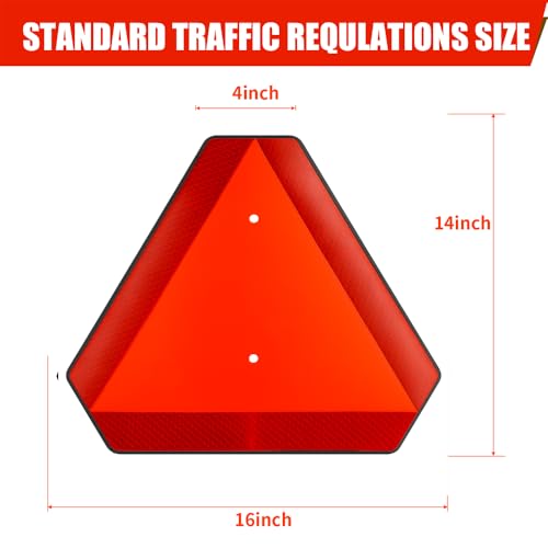 Slow Moving Vehicle Safety Sign,Slow Moving Vehicle Triangle Sign,Plastic 14"x16" Engineering Grade Reflective for Golf Cart (Plastic) - color: Plastic