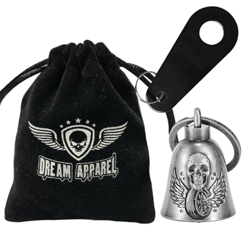 Dream Apparel Motorcycle Bell Guardian Angel Drive Away Gremlin, Biker Bell for Men Women Rider Riding, Good Luck Gift - style: Wing Wheel & Skull Ghost