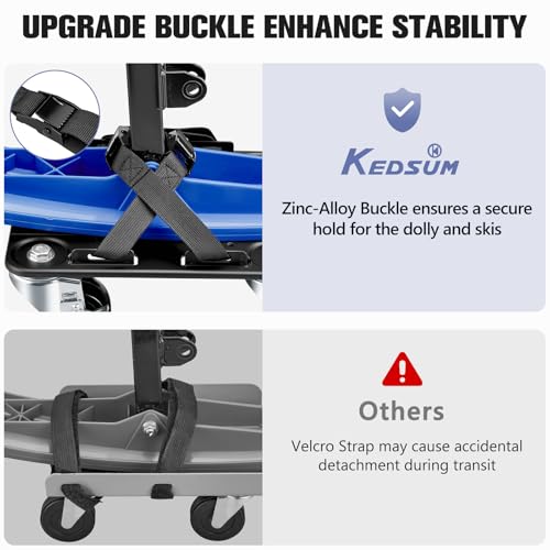 KEDSUM Heavy Duty Snowmobile Dolly Up to 1700LBS, Carbon Steel Snowmobile Moving Dolly Set with Upgraded Widen Casters, 2.5" Swivel Wheels with Brakes, Straps with Buckle Firmly Attaching on Skis - size: Standard Wheels