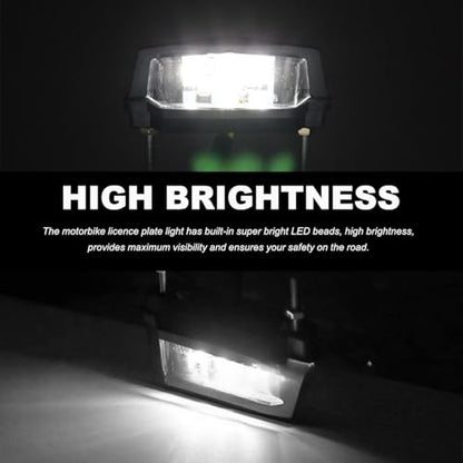 Motorcycle LED License Plate Lamp Assembly, 12V Waterproof Motorbike Bright LED Brake Running Tail Light, Universal Rear Brake Light Taillight Lamp for ATV Dirt Bike