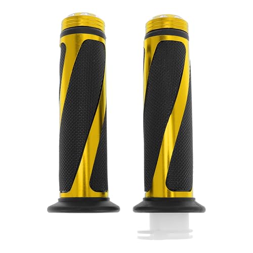 7/8" 22mm 15/16" 24mm Motorcycle Hand Grips Cover Kit Non Slip Aluminum Alloy Rubber Handlebar Grips for Motorcycle Scooter Bicycle ATV Yellow 1Set - color: Yellow